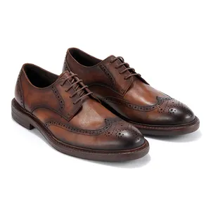 Fait à la main couche supérieure en cuir de vachette classique italien homme chaussures habillées en cuir véritable vente au détail et en gros hommes chaussures formelles