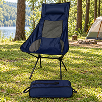 Chaise de plage pliable portable de haute qualité, chaise de camping à dossier haut en tissu Oxford avec cadre en aluminium et sac de transport pour le parc et la pêche