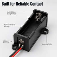 Boîtier de batterie ABS noir personnalisé pour piles AA 6V avec fils de connexion pour projets électroniques DIY et alimentation