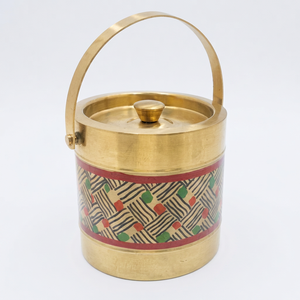 Premium Matte Gold Stainless Steel Ice <b>Bucket</b> <b>with</b> <b>Lid</b> and Ice Tong Enamel Print Double Wall Barware for Home Party - Product Image 1