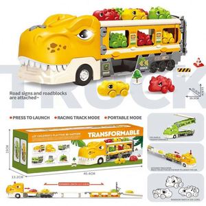 Los Juguetes de Camiones Más Nuevos, 6 Vehículos de Dinosaurios, Camión de Transporte de Juguetes, Set de Pista de Carreras con Luces y Sonidos para Niños - Product Image 2