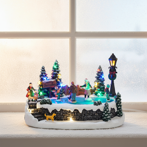 MELODY Resin <strong>Christmas</strong> <strong>Village</strong> Houses Animated LED Scene with Turning Skaters &amp; Music Indoor Use <strong>Christmas</strong> Decor - Product Image 2