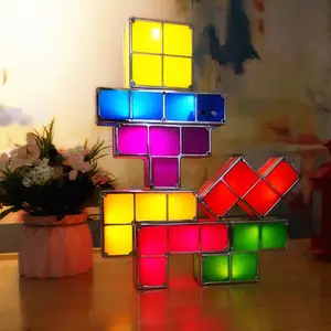 Chambre à coucher créative empilable LED 7 couleurs bricolage 3d blocs magiques Puzzles veilleuse pour enfants cadeaux