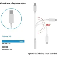 Adaptateur Type C vers 3,5 mm, câble audio Type-C vers prise jack 3,5 mm, audio numérique, prend en charge l'écoute de musique, la vision de la télévision, la communication vocale
