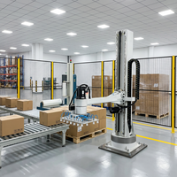 Robot palettiseur de colonne pour bobines de bande de cuivre avec systèmes de convoyage sur palettes