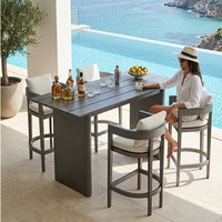Ensemble de bar extérieur en aluminium YORLLA, table et tabourets de patio résistants aux intempéries avec coussins imperméables pour les centres de villégiature