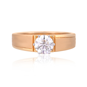 Bague de fiançailles solitaire en or rose 18 carats avec diamant naturel taille brillant |   Ivaan Jewels SR1928 Taille personnalisable Couleur fantaisie - Product Image 1