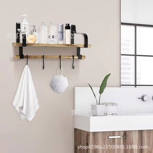 Wall Mounted Kitchen Storage Rack 3 Tier Floating <b>Shelf</b> With <b>Hooks</b> For Cup And Spice Organizer Punch Free Installation - Product Image 3