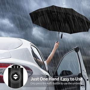 Sombrilla de Exterior Totalmente Automática de Alta Calidad QX, Logotipo Personalizado, Diseño Moderno de Tres Pliegues, Pongee, 95 cm de Diámetro, Varillas de Fibra de Vidrio - Product Image 3