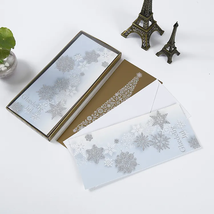 Grußkarten mit individuellem Logo Schneeflocken Weihnachtsbaum Visitenkarten Danke Karten mit Umschlag