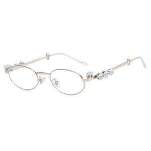 Marcos ópticos de anteojos de Metal ovalados pequeños de diseñador de lujo con diamante para mujer - Product Image 5