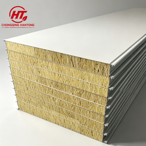 Panneau sandwich en <span class=keywords><strong>laine</strong></span> <span class=keywords><strong>de</strong></span> <span class=keywords><strong>roche</strong></span> colorée pour maison préfabriquée et entrepôt, <span class=keywords><strong>prix</strong></span> bas, isolation thermique, ignifuge - Product Image 1