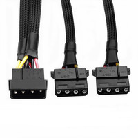 Kabel Ekstensi Daya IDE 4PIN Molex Male ke 2x Female Y Splitter Adapter 30cm Berlapis Hitam