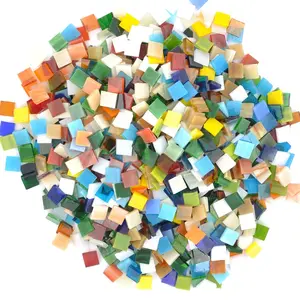 Atacado 10*10mm 1000pcs 680g assorted telhas de vidro mosaico quadrado para artesanato faça você mesmo placas quadro flor