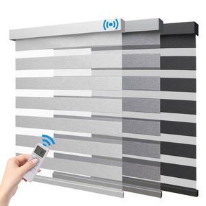 WiFi App Control Light Filtering Built-in Lithium Battery Plain Design Automatic Motorized Anti-UV French <b>Window</b> Electric <b>Shades</b> - Product Image 1