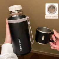Tasse isotherme en acier inoxydable 304 avec infuseur à thé, couvercle et poignée portable pour les voyages en plein air et le camping