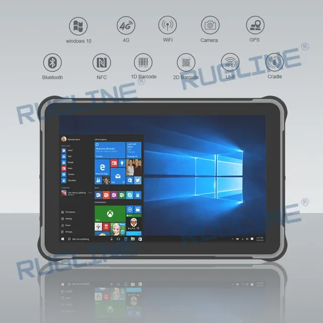 RUGLINE 10 Inch Industrial Win 10 Tablet Outdoor GPS with RS232 Docking Station IP65 Rugged Tablet