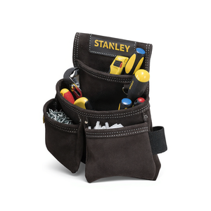 Étui à outils en cuir Stanley à double poche avec plusieurs compartiments pour outils et quincaillerie - Product Image 2