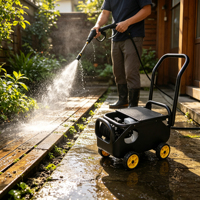 Nettoyeur Haute Pression Électrique à Eau Froide en Acier Inoxydable 7L/min Portable pour Voiture et Usages Multiples avec Enrouleur de Tuyau sur Chariot Personnalisable OEM