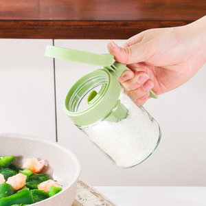 Pot à épices avec cuillère, récipient en verre hermétique à couvercle rabattable pour assaisonnements solides, usage en cuisine, taille M - Product Image 3