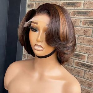 Perruque Courte Bob Lace Front en Cheveux Humains, Nuancier de Couleurs, Pré-Pluckée, Ligne de Cheveux Naturelle, Ombré/Blond, Perruques Courtes Bob pour Femmes Noires - Product Image 1