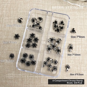 Paso Sico Kit de Accesorios para Decoración de Uñas Estilo <span class=keywords><strong>Crocs</strong></span>, Artículo Popular Transfronterizo, Pedrería de Aleación para Uñas con Diseños de Cruz, Estrella, Luna y Corazón en Estilo Oscuro - Product Image 4