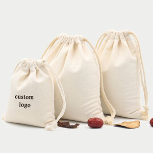 Customised Drawstring Cotton Canvas Gift Packaging Pouch Drawstring Cloth <b>Bags</b> with Printed Brand logo - Product Image 2
