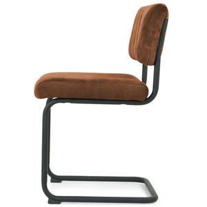 <span class=keywords><strong>Chaise</strong></span> de salle à manger en porte-à-faux en tissu <span class=keywords><strong>velours</strong></span> marron de luxe sans bras - Product Image 3