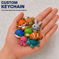 Llavero de PVC 3D en relieve al por mayor, con diseño de organismos acuáticos y peces, de goma suave y vívida, hecho a mano para mujer, ideal como adorno para bolso de uso diario.