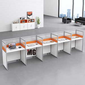 Poste de travail Orange pour 4 personnes avec socle bureau de couleur personnalisable - Product Image 4