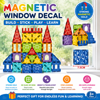 EPT 100 pièces de tuiles magnétiques à surface diamantée, ensemble de blocs de construction en verre coloré 3D, tuiles magnétiques de 7,5 cm, jouet STEM pour enfants de 3 ans et plus