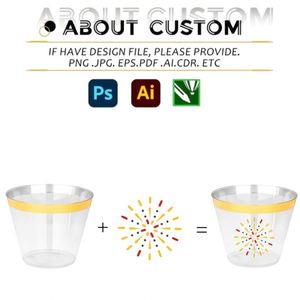 Custom Logo 9 Oz Clear Plastic Cups <b>Gold</b> <b>Rimmed</b> Disposable Wine for Party Wedding Cup Tumblers Cocktail <b>Glasses</b> - Product Image 3