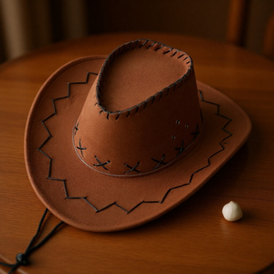 Elegante Sombrero de Vaquero con Protección Solar, Gorra de Cosplay para Fiesta de Navidad, Sombrero Vintage para Acampar, Pescar, Montañismo, Vacaciones, Regalos de Año Nuevo - Product Image 5