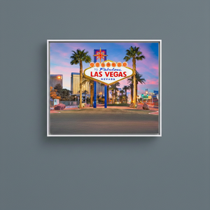 Printed <b>Canvas</b>: Elegant Las Vegas View Landscape Art Print,WHITE <b>FRAMED</b> <b>CANVAS</b> - Product Image 2