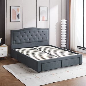 Modern Upholstered Queen Size <b>Bed</b> Frame <b>with</b> <b>Storage</b> Fabric Soft <b>Bed</b> Design for Bedroom Furniture - Product Image 2