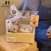 Boîte à gâteau pliante en PVC avec fenêtre, emballage de luxe pour gâteaux, vente en gros
