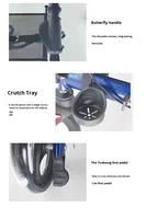Chariot de courses bleu à quatre roues avec repose-pieds et siège pour personnes âgées, aide à la marche multifonctionnelle, certifié CE