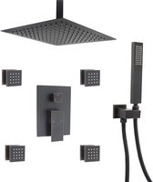 Ensemble de pommeau de douche pluie haute pression 12 \ "Jets de corps Système de robinet de douche de plafond en bronze huilé avec traitement de surface brossé