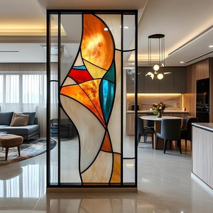 Séparateur d'espace intérieur sur mesure Conception de verre de <span class=keywords><strong>treillis</strong></span> géométrique Cloisons d'écran <span class=keywords><strong>en</strong></span> émail translucide givré Différents modèles - Product Image 6