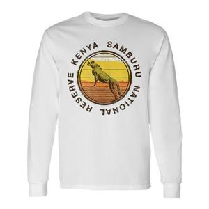 T-shirt a maniche lunghe della Riserva Nazionale Samburu del Kenya, design vintage safari - Product Image 1