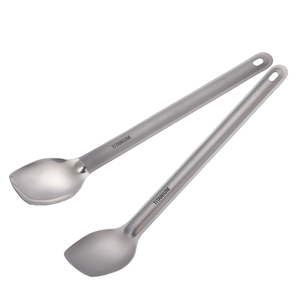 Ensemble de cuillères de camping en titane, 2 pièces, ustensiles de cuisine légers pour la cuisine et les voyages en toutes saisons - Product Image 1