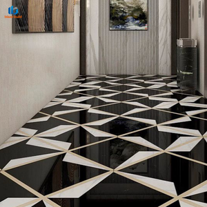 Nuevo Producto: Azulejo de Porcelana Geométrico de Lujo Moderno 800x800mm Negro Blanco Dorado Tallado <span class=keywords><strong>para</strong></span> Vestíbulo de Hotel y Baño - Product Image 2