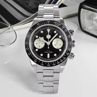 Montre automatique mécanique pour homme en acier inoxydable 316L, chronographe vintage 10 ATM avec saphir et logo personnalisé, vente en gros