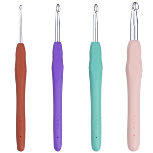 0.5-2.75mm TPR Soft Handle Aluminum Crochet Hook <b>Set</b> Crochet Hook Knitting Needle for DIY Lace Craft Hand Knitting Tool - Product Image 1