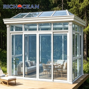 RICHOCEAN Véranda sur mesure en aluminium intelligent avec cadre en aluminium et verre trempé, double vitrage Low-E, <span class=keywords><strong>solarium</strong></span> avec toit - Product Image 1