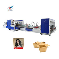 Machines de pose et de collage de boîtes en carton ondulé entièrement automatiques, ligne de production d'emballages en carton