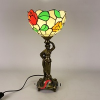 Lampe de table/bureau LED 10 pouces en alliage Sensmuel 2026, style rétro européen, verre teinté coloré, figurine religieuse