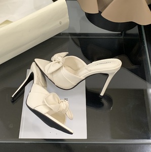 Pointed Toe 2025 10CM Bow Stiletto Luxury Women Shoes High Sandals <b>Slides</b> Pumps Open Toe <b>Slippers</b> - Product Image 5