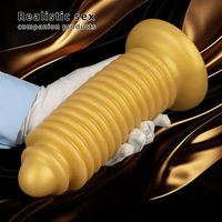 Dildo anal géant en silicone doré de 8 cm, fileté, pour fisting, extra-large, super-épais, unisexe, grand plug anal HMGJ2130 Dongguan