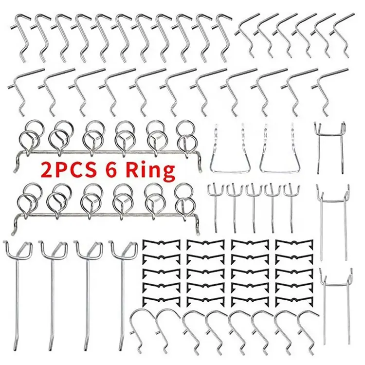 Ganchos de utilidad para 1/8 "1/4" tablero ganchos surtido conjunto de ganchos de pared de almacenamiento gancho de Metal